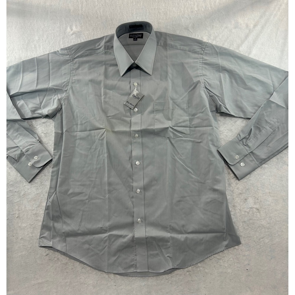 Botany 500 Mens Gray Long Sleeve Button Down Dress Shirt 16 34/35 Pocket
